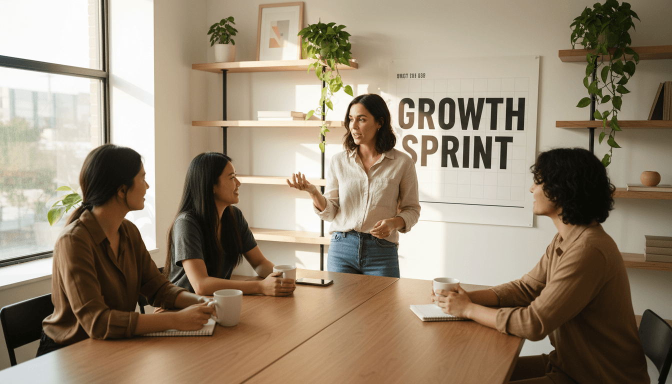 Small business owner discussing employee benefits with team