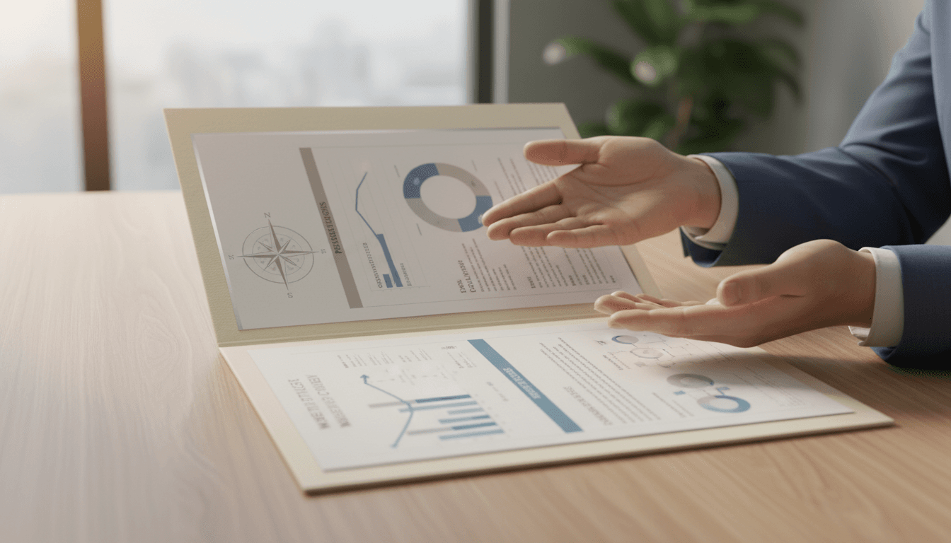 Close-up of insurance planning documents with professional hands