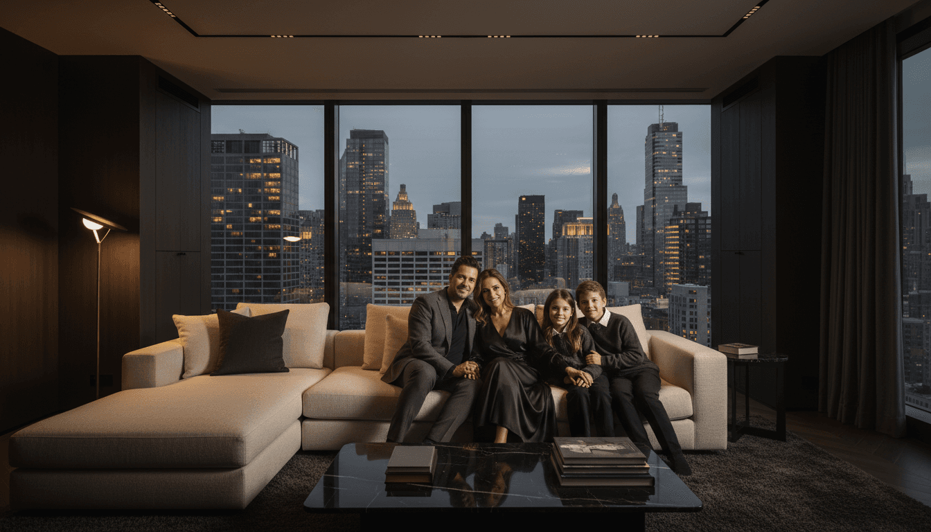 Family together in modern home environment