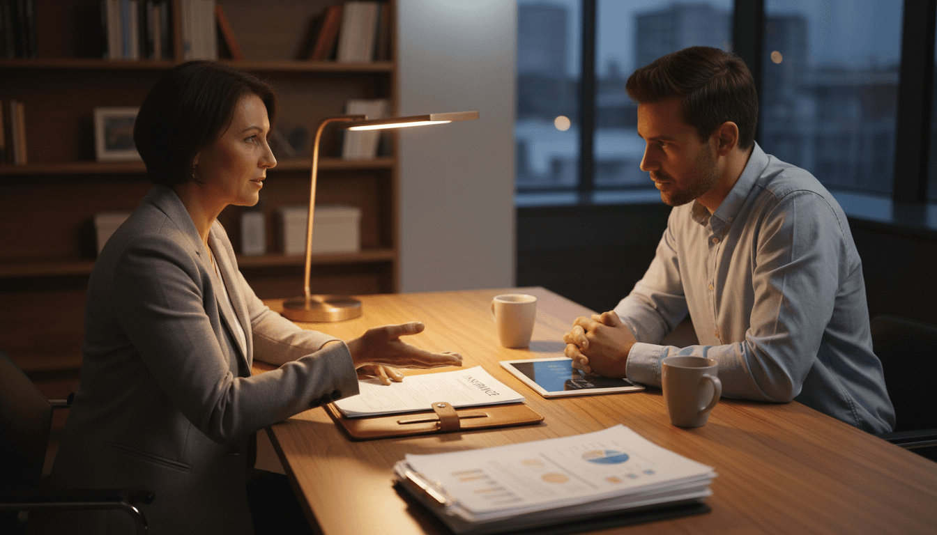 Insurance advisor in personalized consultation with client