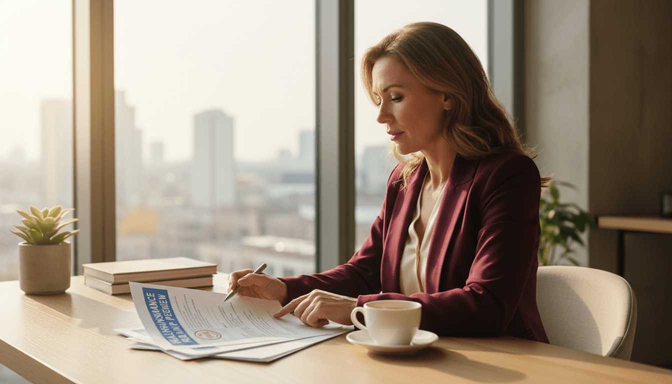 Professional reviewing health insurance documentation